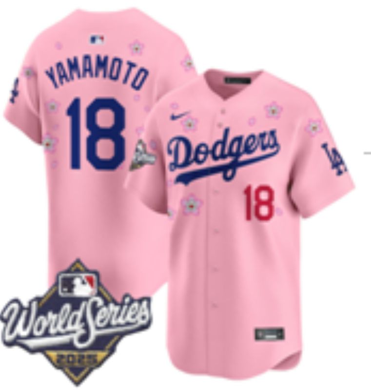 Men Nike 2026 Los Angeles Dodgers #18 Yamamoto Pink Sakura Edition Game MLB Jersey 07->germany jersey->Soccer Country Jersey